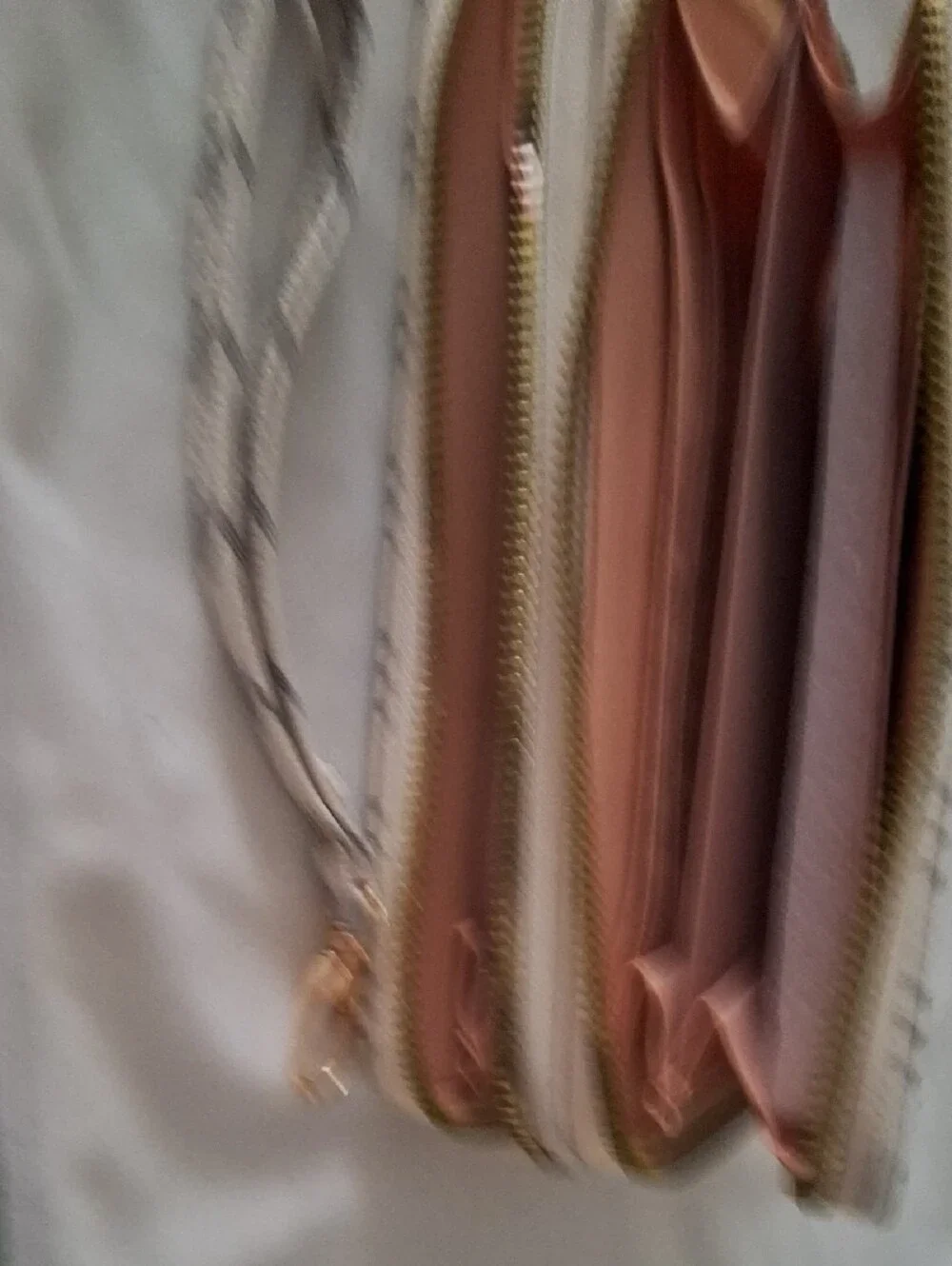 Women's Cream Patterned Zip Wallet with Gold Emblem